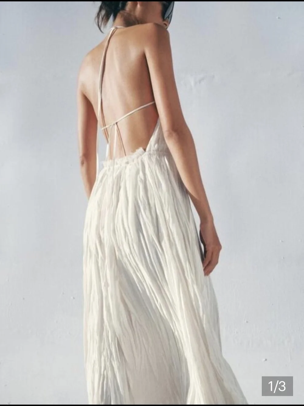 Zara Pleated Halter Dress S $100 - Picture 2 of 12